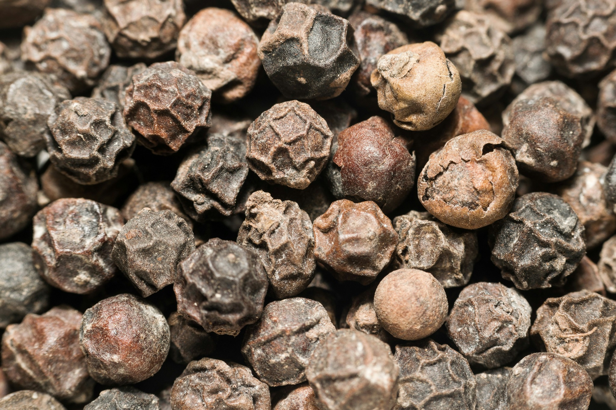 Close-up macro of peppercorns